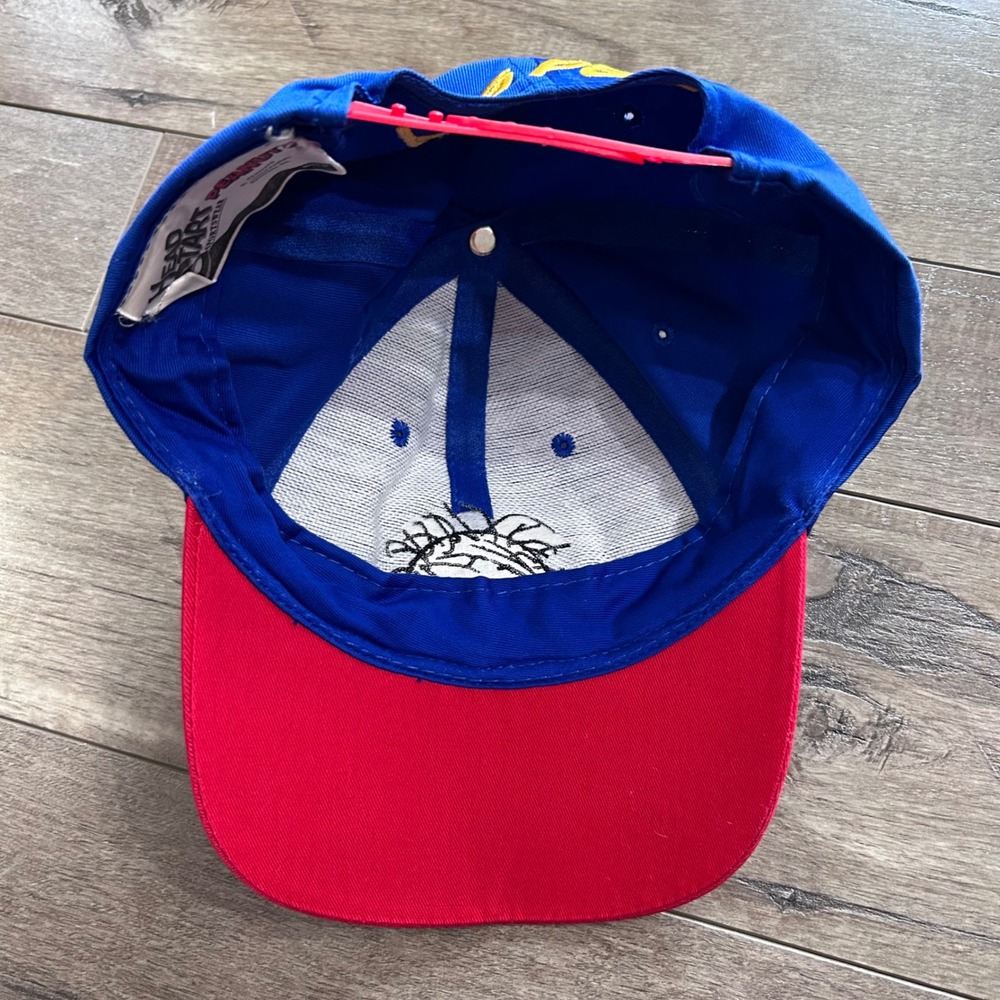 Vintage Peanuts Pigpen Snapback Hat Head Start Sportswear Blue Red 90s Cap - Picture 5 of 6